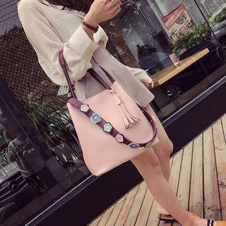 Set Of 2: Floral Strap Bucket Bag + Drawstring Pouch