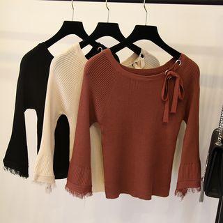 Ribbon Detail 3/4-sleeve Knit Top
