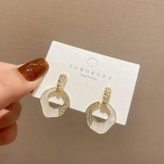 Irregular Acrylic Rhinestone Hoop Sterling Silver Dangle Earring E4241 - 1 Pair - Gold - One Size