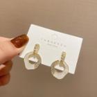 Irregular Acrylic Rhinestone Hoop Sterling Silver Dangle Earring E4241 - 1 Pair - Gold - One Size