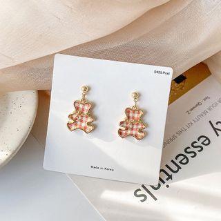Plaid Bear Alloy Dangle Earring