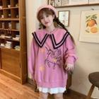 Unicorn Embroidered Collared Pullover