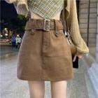 High-waist Cargo A-line Skirt With Sash
