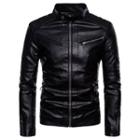 Mock-neck Faux Leather Zip Jacket