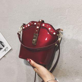 Embellished Patent Bucket Bag