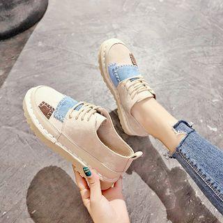 Patched Canvas Lace-up Shoes