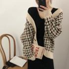 Houndstooth Cardigan As Shown In Figure - One Size