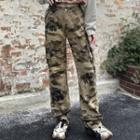 Camo High-waist Boot-cut Cargo Pants