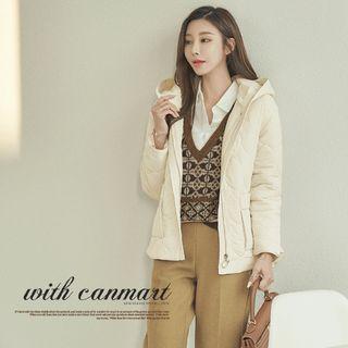 Hooded Patch-pocket Padded Jacket