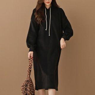 Drop-shoulder Long Hoodie Dress