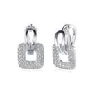Bright And Elegant Geometric Square Cubic Zircon Earrings Silver - One Size