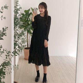 Crinkled Tiered Chiffon Dress