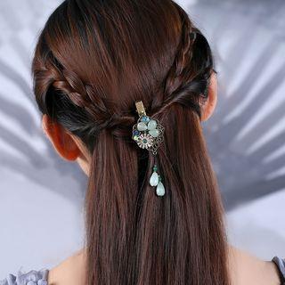 Retro Flower & Bead Hair Clip As Shown In Figure - One Size