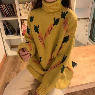 Turtleneck Carrot Jacquard Sweater