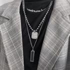 Bar Pendant Layered Necklace Silver - One Size