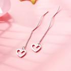 925 Sterling Silver Heart Threader Earring 1 Pair - Love Heart - One Size