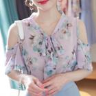 Two-way Tie-neck Floral Blouse