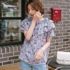 Short-sleeve Frilled Floral Top