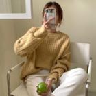 Piped Cable-knit Sweater