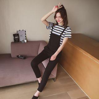 Set: Short-sleeve Striped T-shirt + Slim Fit Jumper Pants