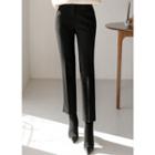 Slit Fleece-lined Straight-cut Pants