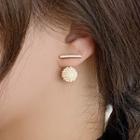 Beaded Drop Ear Stud 1 Pair - Gold - One Size