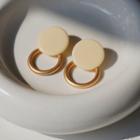 Stud Earring 1 Pair - Gold & Beige - One Size