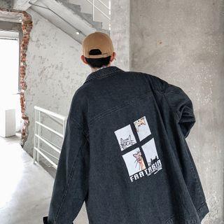 Cat Printed Denim Jacket