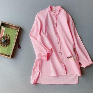 Sheep Embroidered Linen Shirt