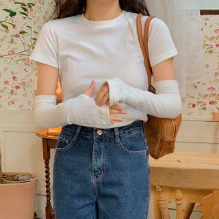 Ribbed T-shirt & Arm Warmer Set
