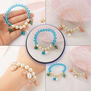 Shell Pendant Beaded Bracelet 918 - Blue - One Size
