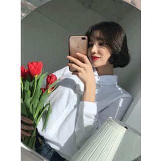 Tie-neck Round-hem Shirt