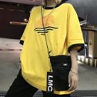 Elbow-sleeve Sunrise Print Ringer T-shirt