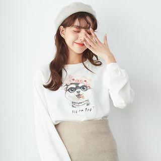 Long Sleeve Animal Print T-shirt Off-white - One Size