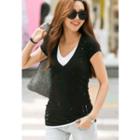 V-neck Paint-splattered Top