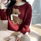 Christmas Round-neck Color Block Knit Sweater