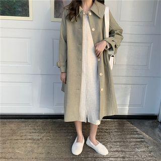 Lapel Single-breasted Coat With Sash
