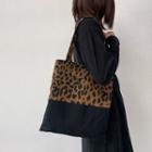 Leopard Print Shoulder Bag Black - One Size
