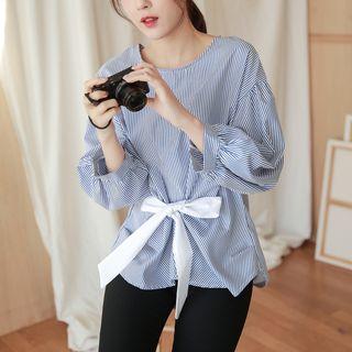 Striped Tie-front Blouse