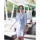 Drawstring-waist Stripe Shirtdress