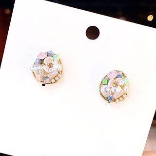 Shell Faux Pearl Flower Earring As Shown In Figure - One Size