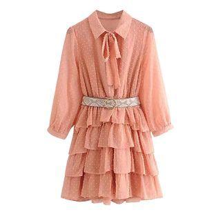 Layered Chiffon Mini A-line Shirtdress