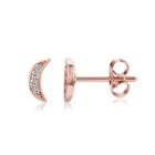 Fashion Simple Plated Rose Gold Moon Cubic Zirconia Stud Earrings Rose Gold - One Size