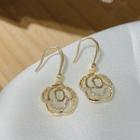 Flower Rhinestone Dangle Earring 1 Pair - Hook Earring - Gold - One Size