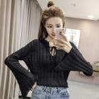 Ribbed Bell Long-sleeve Knit Sweater