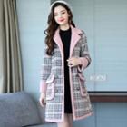 Fleece Trim Plaid Double-breasted Coat