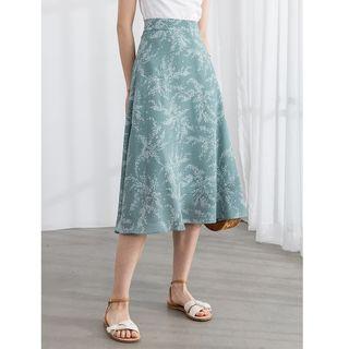 Printed High Waist A-line Skirt