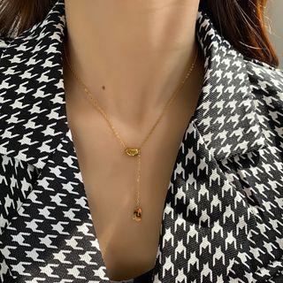Bead Pendant Stainless Steel Necklace 1pc - Gold - One Size