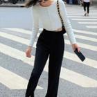 Knit Crop Top / Straight-fit Pants