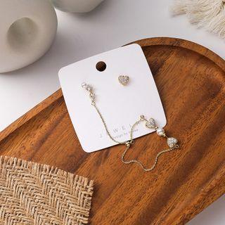 Heart Faux Pearl Alloy Earring (various Designs) 1 Pair - Gold - One Size